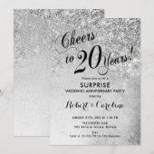 Invitation 20e anniversaire de mariage - Argenté (Devant / Derrière)