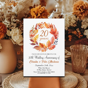 Invitation 20e anniversaire de Mariage Automne Floral Garland