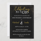 Invitation 20e anniversaire de Mariage Black Gold Modern (Devant)