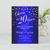 Invitation 20e anniversaire de mariage - Bleu Royal & Or (Debout devant)