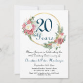 Invitation 20e anniversaire de Mariage chinois Rose Gold Fram (Devant)