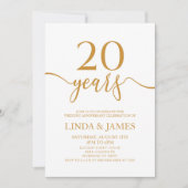 Invitation 20e anniversaire de Mariage de Champagne minimalis (Devant)