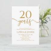 Invitation 20e anniversaire de Mariage de Champagne minimalis (Debout devant)