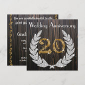 Invitation 20e anniversaire de mariage Diamond Laurel & Gold (Devant / Derrière)