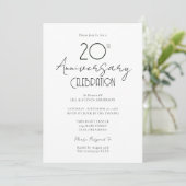 Invitation 20e anniversaire de mariage élégant script (Debout devant)