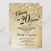 Invitation 20e anniversaire de mariage en or (Devant / Derrière)
