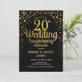 Invitation 20e anniversaire de mariage - Noir et or (Debout devant)