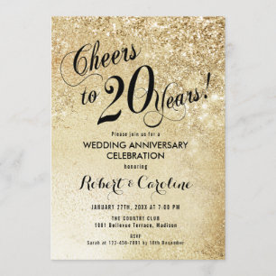 Invitation 20e anniversaire de mariage or