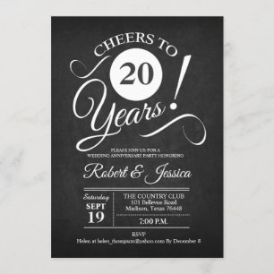 Invitation 20e anniversaire de mariage rustique - Tableau bla