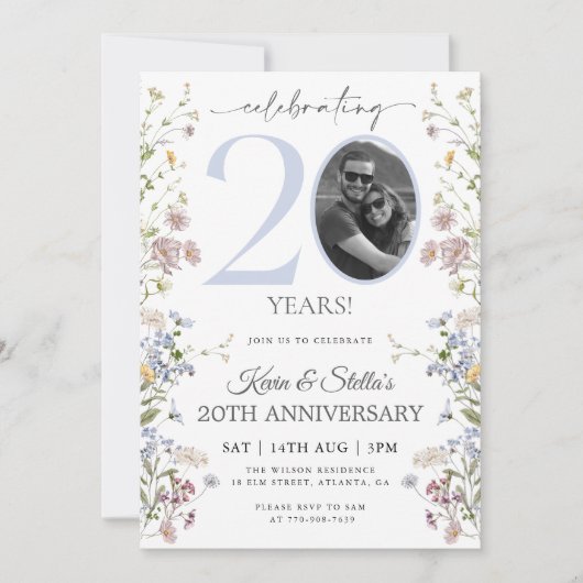 Invitation 20e Anniversaire de Wildflower Photo (Devant)