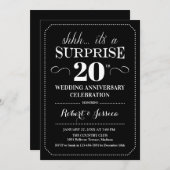 Invitation 20e anniversaire du Mariage surprise - Blanc noir (Devant / Derrière)