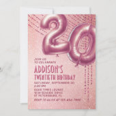 Invitation 20e anniversaire femme Rose or (Devant)