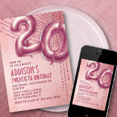 Invitation 20e anniversaire femme Rose or