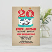 Invitation 20e anniversaire Funny Cake Décontracté (Debout devant)