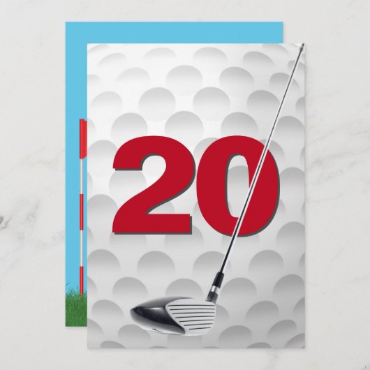 Invitation 20e anniversaire Golf Theme Party (Devant / Derrière)