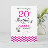 Invitation 20e anniversaire Hot Pink Chevron (Debout devant)