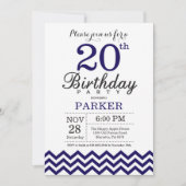 Invitation 20e anniversaire Marine Blue Chevron (Devant)