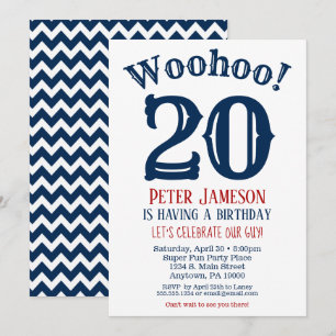 Invitation 20e anniversaire Mens Marine Bleu