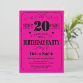 Invitation 20e anniversaire Noir et rose chaud (Debout devant)