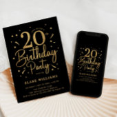 Invitation 20e Anniversaire Noir Or