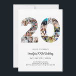 Invitation 20e anniversaire Numéro 20 Photo personnalisée Col<br><div class="desc">Marquez vingt ans de merveilleux souvenirs et des aventures avec ce captivant 20e anniversaire Numéro Photo Collage. Ce modèle personnalisable est le mélange parfait de créativité et de sentiment, vous permettant de créer un cadeau vraiment mémorable pour la journée spéciale de votre bien-aimé. Capturez l'essence d'années incroyables dans un seul...</div>