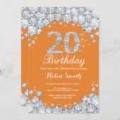 Invitation 20e anniversaire Orange et Silver Diamond (Devant / Derrière)