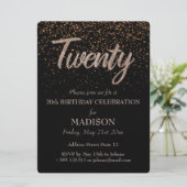 Invitation 20e anniversaire Parties scintillant d'or (Debout devant)
