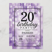 Invitation 20e anniversaire Parties scintillant vi (Devant / Derrière)