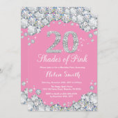 Invitation 20e anniversaire Pink and Silver Diamon (Devant / Derrière)