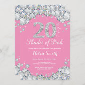 Invitation 20e anniversaire Pink and Silver Diamon (Devant / Derrière)