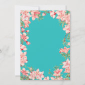 Invitation 20e anniversaire Pink Floral Flowers Turquoise Arr (Dos)