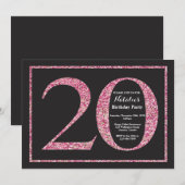 Invitation 20e anniversaire Pink Parties scintilla (Devant / Derrière)
