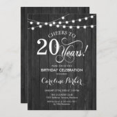 Invitation 20e anniversaire - Rustic Grey Motif (Devant / Derrière)