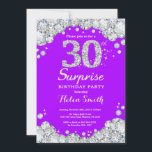Invitation 20e anniversaire surprise Diamant mauve et argent<br><div class="desc">Invitation surprise 30e anniversaire. Arrière - plan en damier en grès rouge et en argent. Élégant invitation du Bassin d'Anniversaire. Noir et Blanc. Anniversaire adulte. Les femmes,  anniversaire. Hommes Anniversaire. Pour plus de personnalisation,  cliquez sur le bouton "Customiser" et utilisez notre outil de conception pour modifier ce modèle.</div>