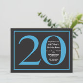Invitation 20e Anniversaire Tableau Noir Bleu et Noir (Debout devant)