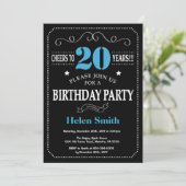 Invitation 20e anniversaire Tableau noir et bleu (Debout devant)