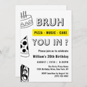 Invitation 20e Bruh, tu as un anniversaire adolescent garçon (Devant / Derrière)