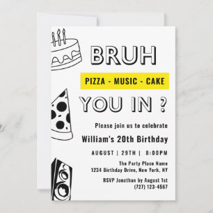 Invitation 20e Bruh, vous êtes un joyeux anniversaire adolesc