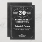 Invitation 20e fête du Mariage - Chalkboard (Devant / Derrière)