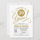 Invitation 20e fête du Mariage - Gold White (Devant)