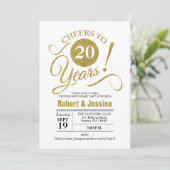 Invitation 20e fête du Mariage - Gold White (Debout devant)