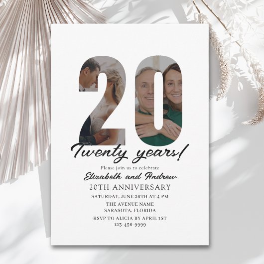 Invitation 20th Anniversary with Photo Minimalist