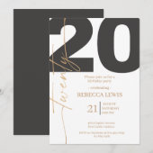 Invitation 20th Twentieth Birthday Modern Twenty Party  (Devant / Derrière)