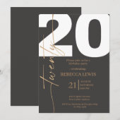 Invitation 20th Twentieth Birthday Modern Twenty Party  (Devant / Derrière)