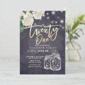 Invitation 21 Anniversaire Fête Mason Jarres à cordes Fleurs (Debout devant)