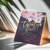Invitation 21 Anniversaire Fleur Boho Fleurs Plumes