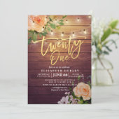 Invitation 21 Anniversaire Fleurs de bois rustique Chaîne Lum (Debout devant)