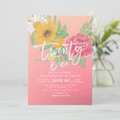 Invitation 21 Anniversaire Fleurs roses modernes Parties scin (Debout devant)