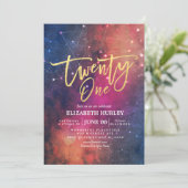 Invitation 21 Anniversaire Galaxy Star Nebula Constellation (Debout devant)