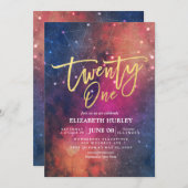 Invitation 21 Anniversaire Galaxy Star Nebula Constellation (Devant / Derrière)